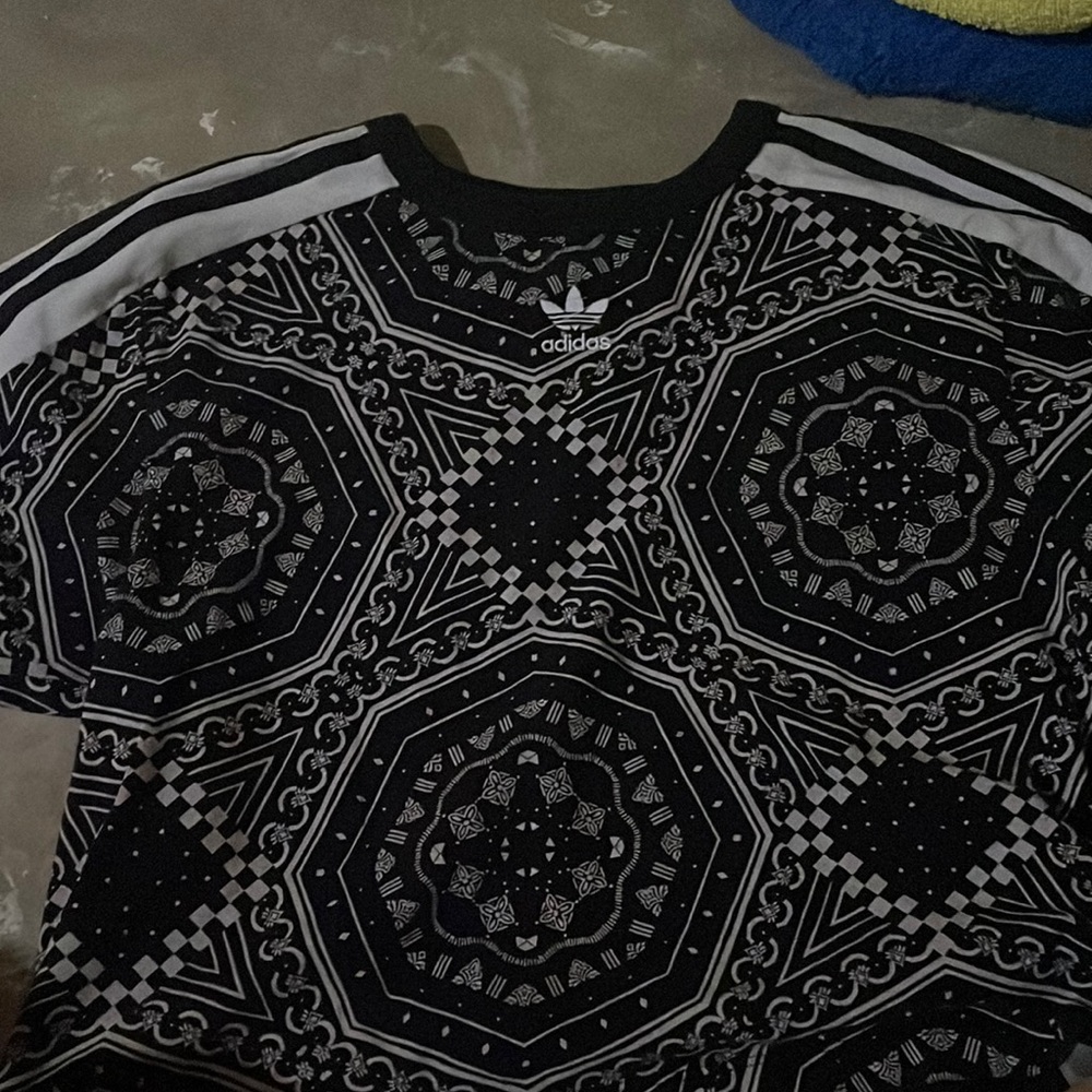 Black Adidas patterned crop top